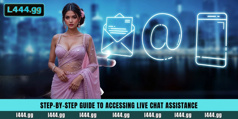 Visual tutorial on how to open and use the L444 live chat widget for instant support